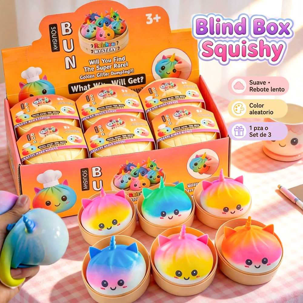 Kids Toys Dumplings - Новая вирусная большая игрушка-сквиш «Радужный Единорог-Булочка»,
