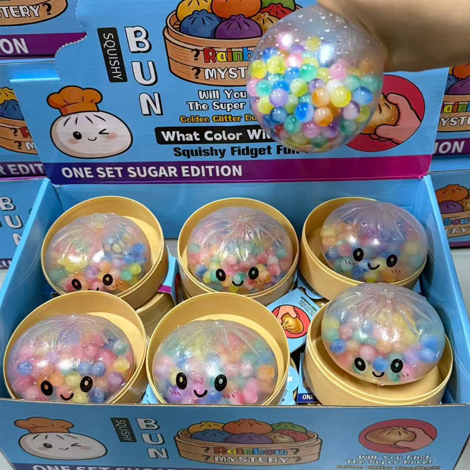 Kids Toys Dumplings - Радужный сквиш-пельмень с бусинами, сенсорная игрушка-антистресс